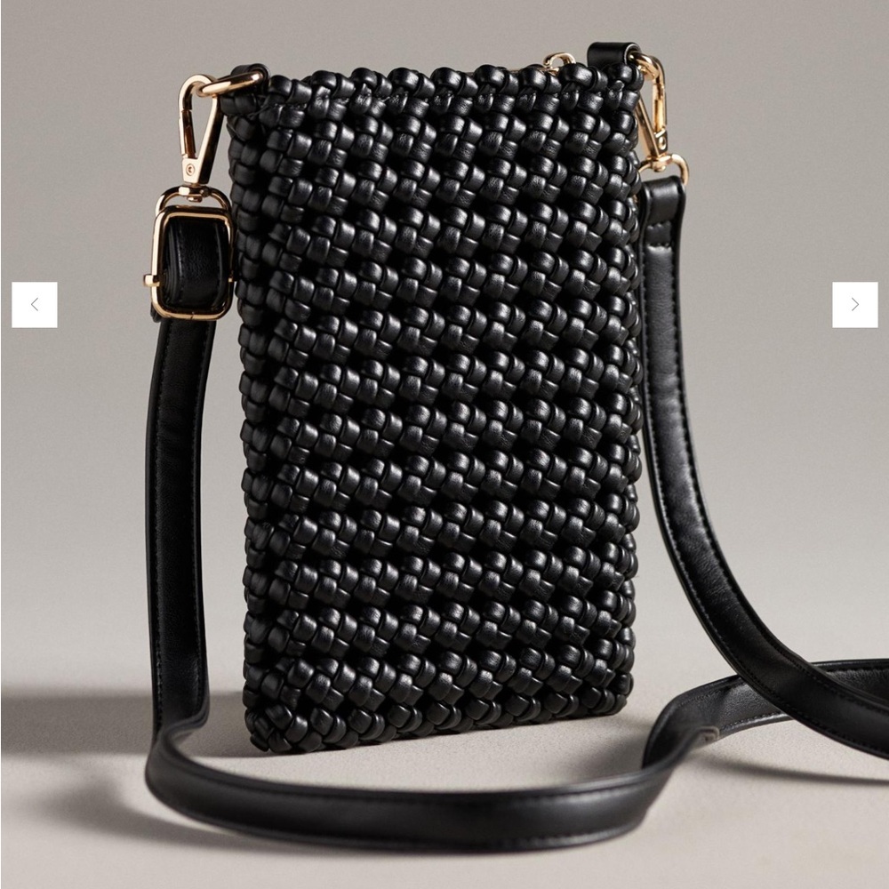NWT Anthropologie The Kalani Woven Knot Cell Phone Bag Black